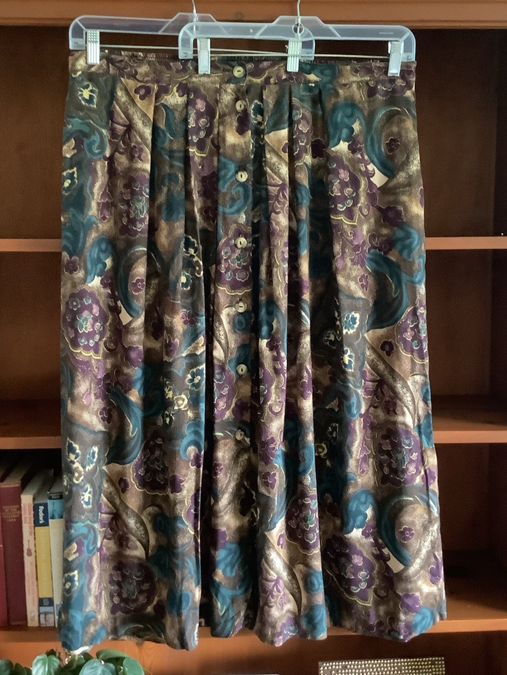 Vintage Antels Plus Size Whimsigoth Paisley Rayon Pleated Midi Skirt 2X
